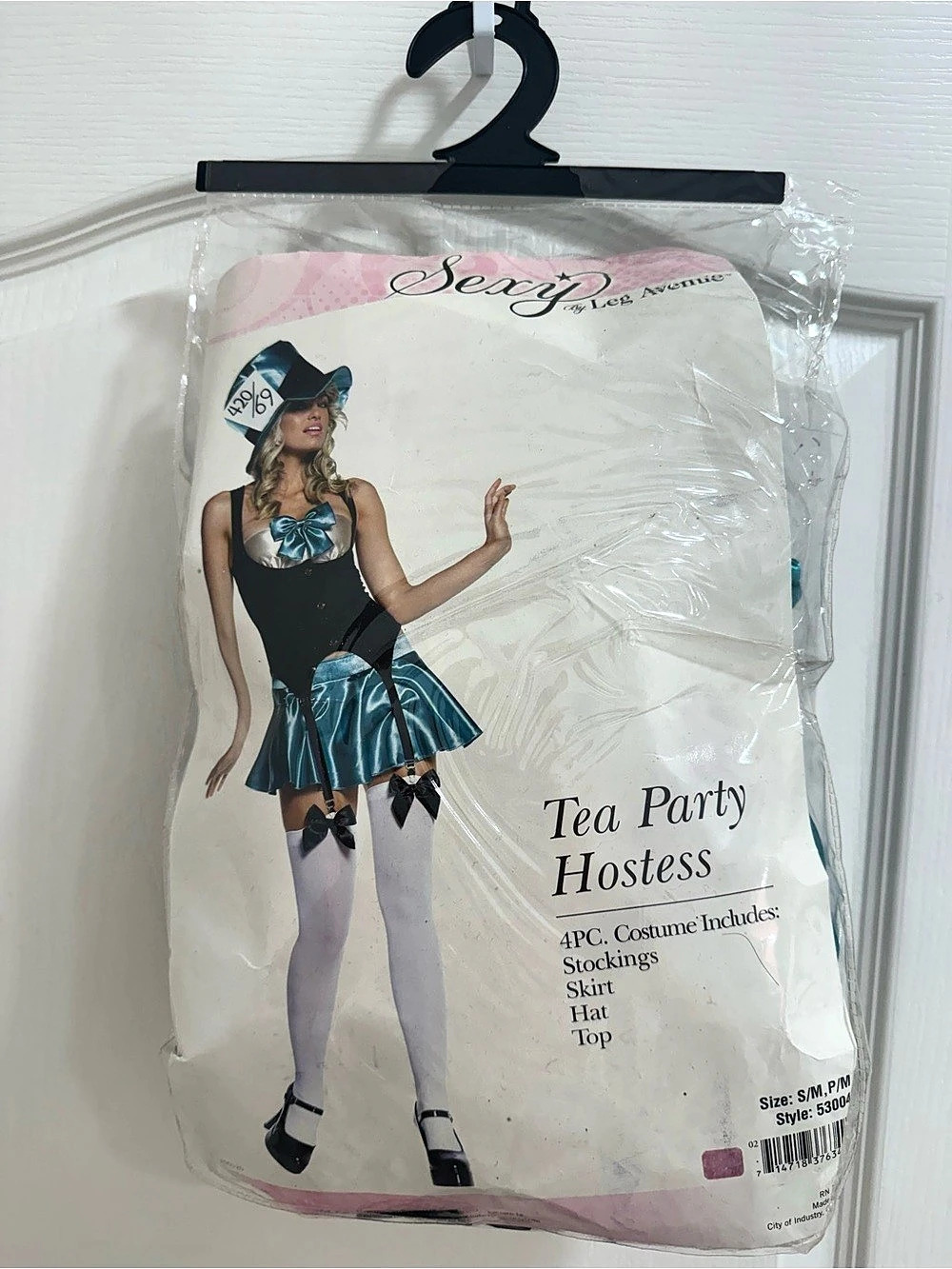 Sexy Legs Tea Party Hostess Costume Set in Black & Blue Size Small/Medium
